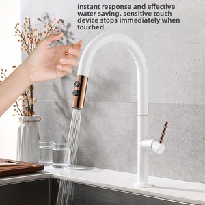 Grifo de Cocina de Latón de Estilo Moderno <span class=keywords><strong>con</strong></span> <span class=keywords><strong>Sensor</strong></span> Táctil y una Sola Manija, Grifo Extraíble <span class=keywords><strong>para</strong></span> Fregadero <span class=keywords><strong>con</strong></span> Agua Fría y Caliente - Product Image 4