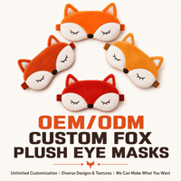 Masque de sommeil en peluche renard fantaisie personnalisé OEM ODM, masque pour les yeux orange en gros pour le voyage, cadeau de sommeil, vente en gros du fabricant