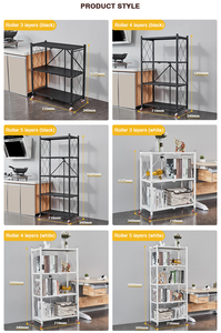 Étagère de rangement pliante en métal, pièces, avec roues, organisateur de cuisine/produits de salle de bains, étagère à fil pour vêtements - Product Image 3