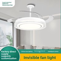 Ventilateur de plafond invisible avec éclairage, style nordique, en ABS, pour salon, salle à manger, chambre à coucher – Vente en gros usine