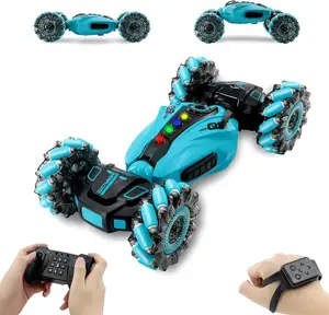 Carro RC dublê, carros de brinquedo com sensor de gestos de controle remoto de 2.4 GHz, veículo off road giratório dupla face 360 flip com luzes frias