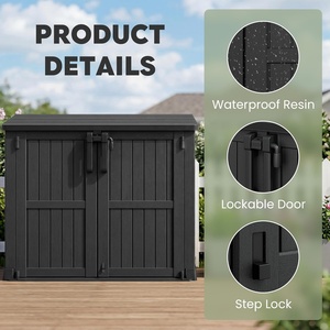 Armario de Almacenamiento Exterior Impermeable de Gran Capacidad con Cerradura y Puertas Dobles, <span class=keywords><strong>Cobertizo</strong></span> Portátil para Herramientas de Jardín - Product Image 2