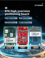 Carte GNSS RTK multibandes de qualité industrielle à gain élevé, 1408 canaux, UART/USB MMCX X2 pour la robotique UAV et les équipements de topographie
