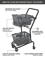 Chariot de courses en maille et chariot de supermarché avec placage en zinc antirouille et revêtement en poudre fabriqué par Jonasson