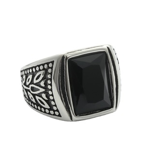 Bague carrée géométrique pour homme avec pierre précieuse rouge et noire sertie en clos, style rétro punk, bijoux en acier inoxydable, cadeau Dongguan 280683 - Product Image 3