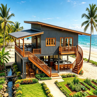 Casa Contenedor Expandible de Dos Pisos de 20 y 40 Pies, Cabaña Prefabricada con Paneles de Madera, Metal y Plástico para Jardín, Campamento, Casa de Huéspedes u Oficina