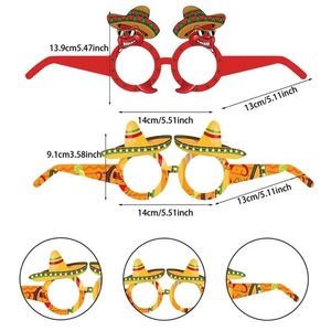 12 paires de lunettes amusantes à thème mexicain, lunettes en papier de dessin animé à faire soi-même pour fête, lunettes exquises pour Fiesta, lunettes fousseuses Hawaï, été tropical - Product Image 5