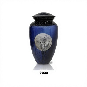 Urna conmemorativa, urna de cremación de noche de luna llena para cenizas, urna funeraria de aluminio para adultos, urna de gran tamaño con bolsa de terciopelo gratis - Product Image 1