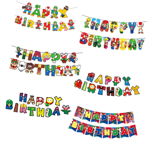 Wholesale <strong>Super</strong> <strong>Mario</strong> Themed Modern Paper Banner Flag Happy <strong>Birthday</strong> Back School Party Decoration <strong>Supplies</strong> Set New Year Inspired - Product Image 1