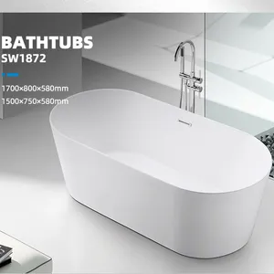 Baignoire acrylique autoportante moderne d'intérieur, baignoire de salle de bain autoportante, baignoires de trempage