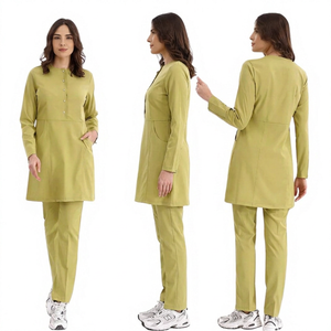 Conjunto de Uniforme Médico para Mujer, Pantalones con Bolsillos y Manga Larga, Uniforme de Enfermería para Hospital, Ropa de Trabajo para Clínica Veterinaria - Product Image 1