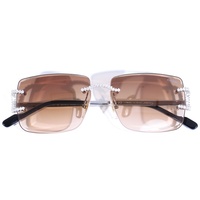 Lunettes de soleil rectangulaires UV400, monture de luxe, femmes et hommes, lunettes de soleil en argent 925, lunettes de soleil en diamant moissanite, lunettes de mode