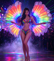 Éventail lumineux à plumes d'autruche LED RGB, accessoire de performance portatif pour boîte de nuit, scène, carnaval, défilé, spectacle