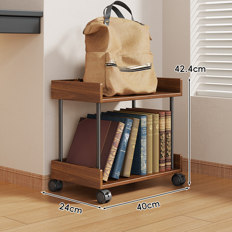 Walnut-colored model with wheels (double-layer) [Imported solid wood]