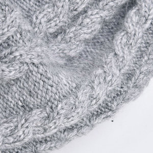 Chapeaux d'hiver tricotés pour femmes <span class=keywords><strong>Bonnet</strong></span> en tricot mélangé de laine de cachemire Chapeaux à <span class=keywords><strong>pompon</strong></span> en fourrure d'hiver Chapeaux Bobble personnalisés - Product Image 4
