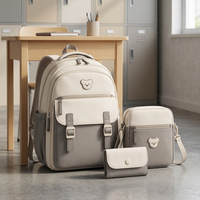 Ensemble de sacs à dos scolaires en cuir PU personnalisé 4 pièces, kit de sac d'école imperméable, trousse à crayons, sac à bandoulière pour enfants