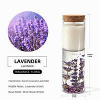 Luxuriöse Maßgefertigte Glas-Doppelschicht-Jelly-Gel-Wachskerze mit Getrockneten Blumen, Korkdeckel und Duft in Glasgefäß
