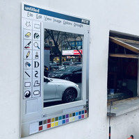 Espejo de Pared con Diseño Retro de Software de Dibujo, con Barra de Herramientas y Menú Clásicos, para Decoración de Oficina Geek, Personalizable