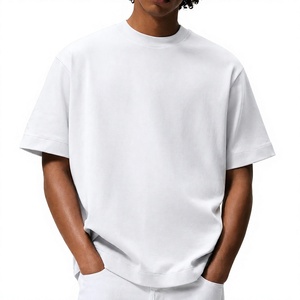 Camiseta Oversize de Algodón Pesado para Hombre, Manga Corta, Hombro Caído, Cuello Redondo, Estilo Casual Urbano, Corte Holgado, Ideal para Verano - Product Image 1