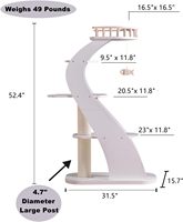 Tour d'arbre à chat en bois moderne et écologique à 5 niveaux, perchoir esthétique, lit à plateforme, grand griffoir, motif solide, toutes saisons