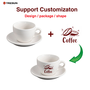 Juego de Taza y Platillo de Cerámica para Espresso, Color Blanco, con Logotipo Personalizado, para Cafetería, para Té de la Tarde, 80 ml, Apto para Lavavajillas - Product Image 5