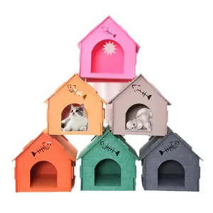 Katzenschutz glückliches Spielzeug Filz Haustierhaus Bett Donut Luxus Haustierhundebetten waschbar Welpenhaus günstig für große Hunde