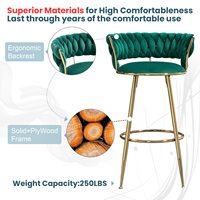 Tabouret de Bar en velours au Design Unique avec dossier et pieds solides pour la cuisine