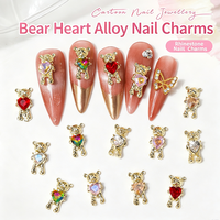 Vente en gros de breloques pour ongles en alliage YUCAGCI 3340 en forme de cœur d'ours 3D avec strass, accessoires de bijoux pour nail art en métal