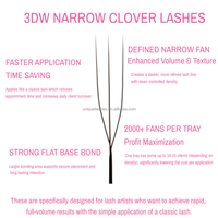 Cils UNIQUE LASHES en U 3D, éventails étroits, cils trèfle 4D 5D, 0,07 mm, fibre PBT coréenne, noir mat doux, haute qualité, vente en gros