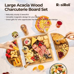 Plateau à fromage en bois RosiRoli en forme de cœur, plateau à apéritifs magnétique pour les rassemblements en plein air - Product Image 3