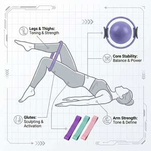 <b>Magic</b> Ring Exercise Ball With Resistance Bands Yoga Pilates Training <b>Kit</b> for Core Strength Building and Body Sculpting - Product Image 4