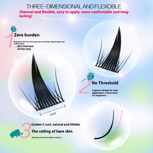 Extensions de cils synthétiques épaisses, fabriquées à la machine, à grande capacité, en grappe segmentée, style « Petit Diable » et « Elfe Coquin » - Product Image 3