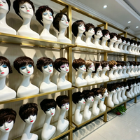 Présentoir de Luxe Doré pour Perruques, Support de Rangement Commercial pour Mannequins de Salon de Coiffure, Meuble d'Exposition de Perruques