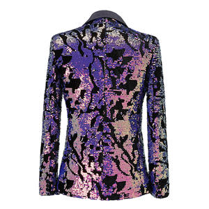 10% XS-3XL erkek mavi mor kadife pullu günlük giysi ceket DJ şarkıcı köpüklü ceket balo kostüm - Product Image 6