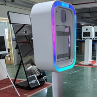 Machine de photomaton pour iPad avec multiprise intégrée, compatible avec les modèles d'iPad et les appareils photo reflex numériques, avec anneau lumineux LED