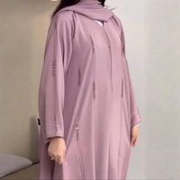 Robe Abaya musulmane élégante et personnalisée, faite à la main, à manches longues, en polyester, longueur au sol, ornée de perles, pour un usage quotidien