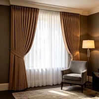 Tela para Cortinas Opacas Antiarrugas con Ojales, Aislantes, Personalizadas, Motorizadas, con Control Remoto Inteligente, para Uso Doméstico, Poliéster/Lino