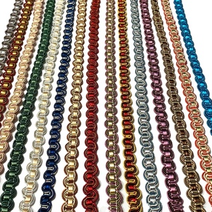 10mm tirai Tatting s-bentuk Sofa renda potong Diy rumah tekstil jahit dikepang pita kecil tekstil merah dan kuning trimming - Product Image 2