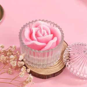 Nouvelle conception, vente en gros, bougie parfumée artisanale en forme de rose personnalisée avec fleur - Product Image 1