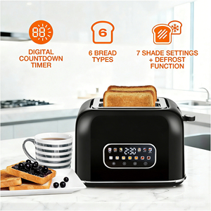 Tostadora Digital de 850W con Cuerpo de Plástico, Pantalla Táctil a Color, Calentamiento Rápido, 2 Rebanadas, Tostadora Eléctrica Inteligente - Product Image 5