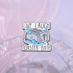 Sming Pins Live Laugh Toaster baño esmalte Pin divertido Humor oscuro creativo Metal broche solapa mochila insignia joyería regalo amigos - Product Image 1