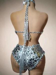 Body Argentato Scintillante, Outfit Sexy con Paillettes a Specchio, Abbigliamento per Ballerine, Feste di Compleanno, Serate, Spettacoli e Performance sul Palco - Product Image 3