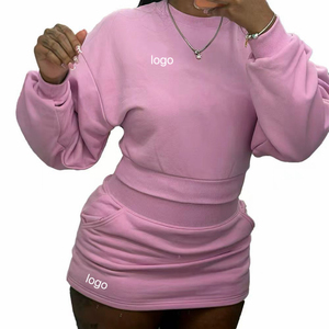 Bộ đồ thể thao nữ mùa hè FloralCharm mới về, thiết kế thời trang, áo dài tay, chân váy ngắn, màu trơn, 2 món - Product Image 1