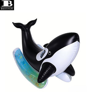 Bouée gonflable géante en PVC épaissi avec confettis et paillettes, en forme de baleine, avec poignées, pour enfants et adultes - Product Image 4