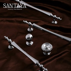 Santaya Solid Chrome-plated Silver Brass Handles Kitchen Cabinet Pulls Bedroom Wardrobe Drawer <strong>Knobs</strong> Furniture Handle - Product Image 3