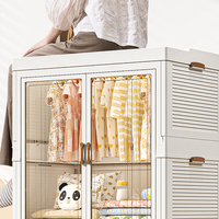 Armoire de rangement pliante en plastique Boîtes Bacs Conteneurs Tiroirs pliables Organisateur Boucle magnétique transparente Double porte