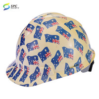 Casque de sécurité industriel aéré en fibre de carbone avec transfert d'eau réglable impression de mode design HDPE ABS