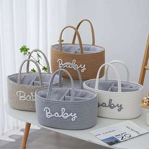 Baumwoll seil Windel Caddy Einkaufstasche Baby Organizer Aufbewahrung skorb - Product Image 5