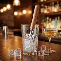 Ciseaux à glace en alliage d'aluminium avec manche en bois, réutilisables, anti-rouille, outil professionnel pour briser la glace, pour barman, restaurant, usage moderne