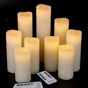 Velas sin Llama, Velas LED de Cera Real con Control Remoto <span class=keywords><strong>y</strong></span> Temporizador para Decoración del Hogar, Chimenea, Bodas <span class=keywords><strong>y</strong></span> Festivales - Product Image 1